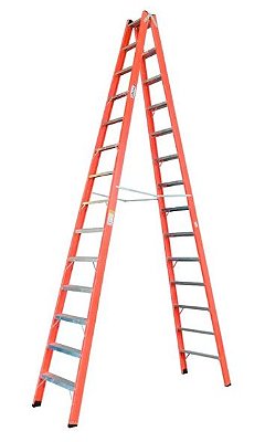 Escada Tesoura Duplo Acesso Fibra Vidro TAF-14 altura 3,88 M