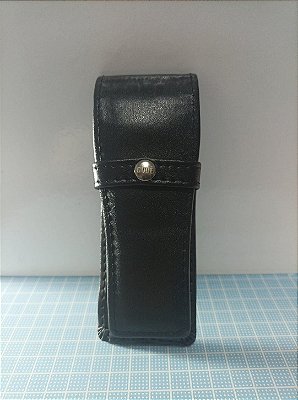 Estojo Porta Caneta GODÊ- Couro Sintético Preto Liso- 2 Canetas
