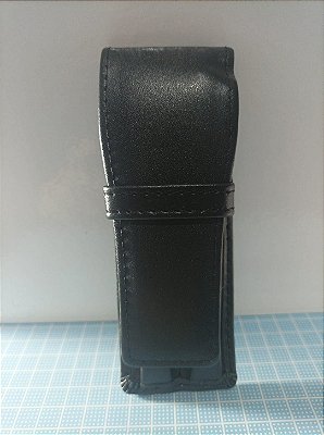 Estojo Porta Caneta - Couro Sintético Preto Liso- 2 Canetas