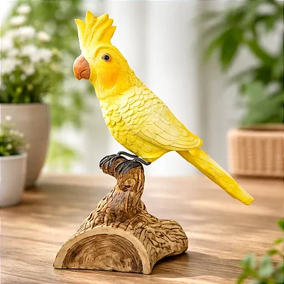Enfeite Pássaro Calopsita Realista Decoração Jardim E Casa
