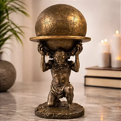 Escultura Atlas Decorativa Escritório Estátua Mitológica