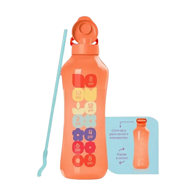 Tupperware Garrafa Aquavibe com canudo Pessêgo - 2 Litros