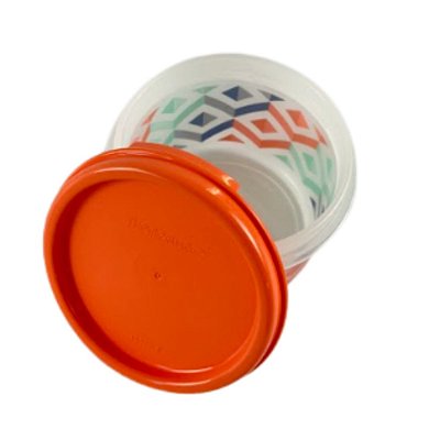 Pote Tupperware Modular Redondo 200ml -  Geométrico Com Tampa Laranja