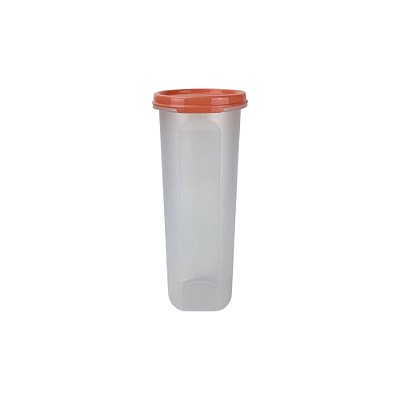 Pote Modular Redondo 890ml - Transparente Tampa Laranja