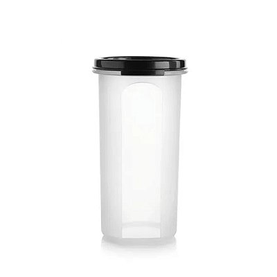 Pote Modular Redondo 650ml - Transparente Tampa Preto Cosmo