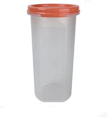 Pote Modular Redondo 650ml - Transparente Tampa Laranja