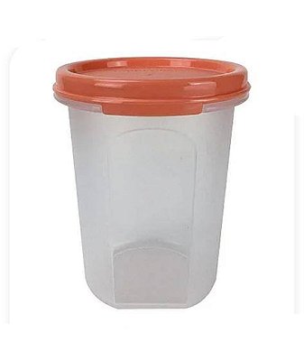 Pote Modular Redondo 440ml - Transparente Tampa Laranja