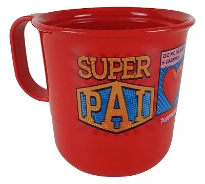 Caneca Tupperware 350ml - Super Pai Vermelha