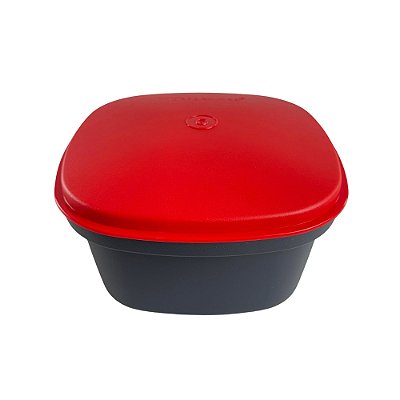 Tupperware Travessa Actualité Quadrada 2,5 Litros - Preta Tampa Vermelha