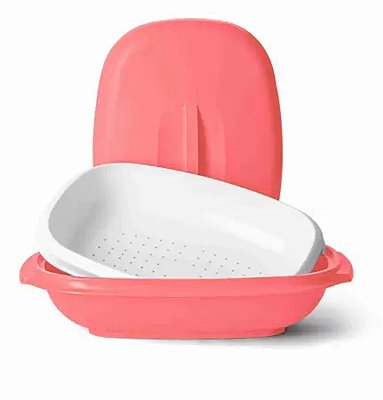 Tupperware Travessa com Escorredor Actualite 1,5 litros - Coral