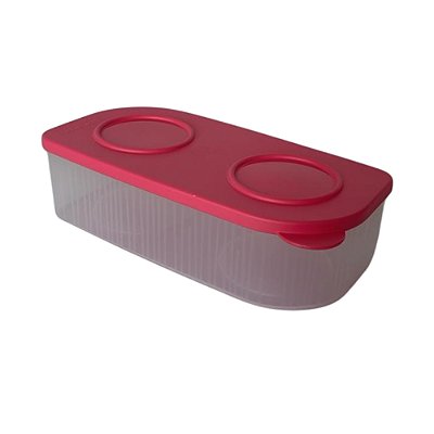 Tupperware Fresh Box Retangular Baixa 1 Litros - Translúcida Tampa Flamingo