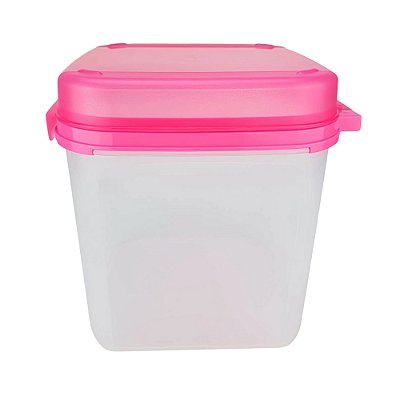 Tupperware Modular Quadrada Classic Policarbonato - Transparente Tampa Pink