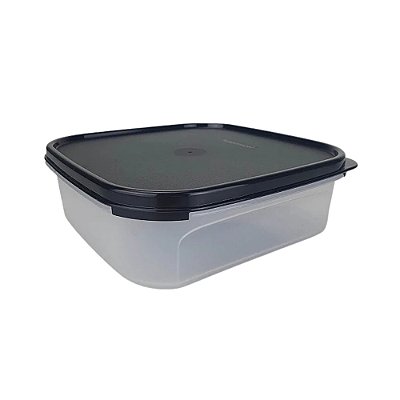 Pote Modular Quadrado 1,2 Litros - Transparente Tampa Preto Cosmo