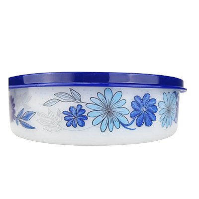 Tupper Pratinho - Aquarela Flor Tampa Azul