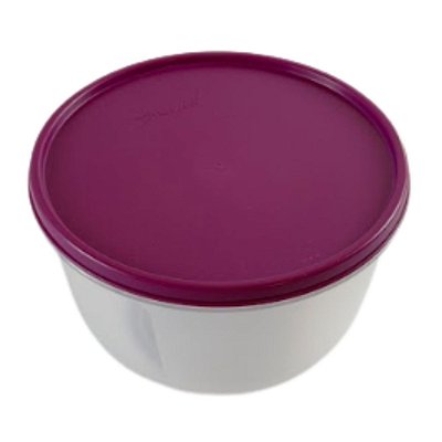 Tigela Tupperware Visual 2 Litros - Transparente Com Tampa Roxa