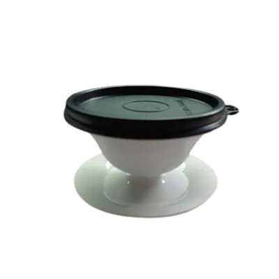Tupperware Tacinha Com Tampa 130ml - Branco Translúcido Tampa Preta