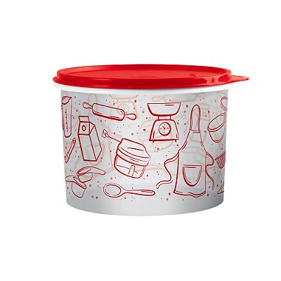 Tupperware Tupper Caixa Receitas 2,4 Litros - Translucido Decorado Tampa Vermelha