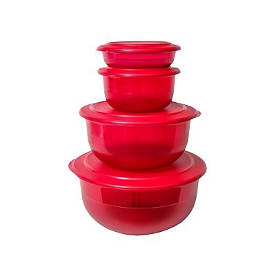 Tupperware Kit Tigela Cristal Vermelho