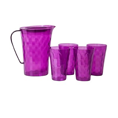 Tupperware Kit Jarra 2 Litros + 4 Copos Prisma Uva