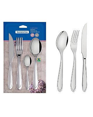 Faqueiro Tramontina Laguna em Aço Inox com Facas para Churrasco 24 Peças