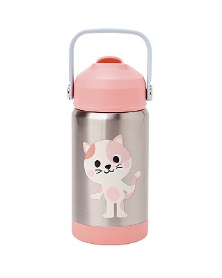 Copo Térmico Parede Dupla Com Canudo 360ml Buba - Zoo Gato