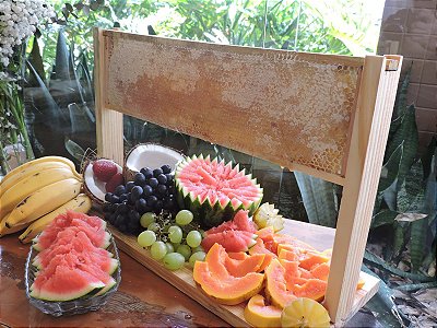 KIT Suporte E Favo de Mel Grande - COR MADEIRA NATURAL