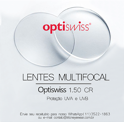 PAR DE LENTES DE GRAU MULTIFOCAL OPTISWISS - ATENDE TODOS OS GRAUS - DIGITAL COM CAMPO DE VISÃO AMPLIADO