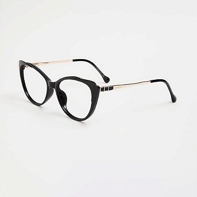 ÓCULOS DE GRAU TRITON EYEWEAR GATINHO ACETATO PRETO
