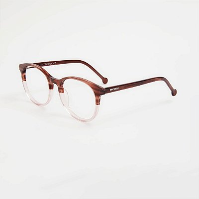 ÓCULOS DE GRAU TRITON EYEWEAR REDONDO ACETATO MARROM COM TRANSPARENTE