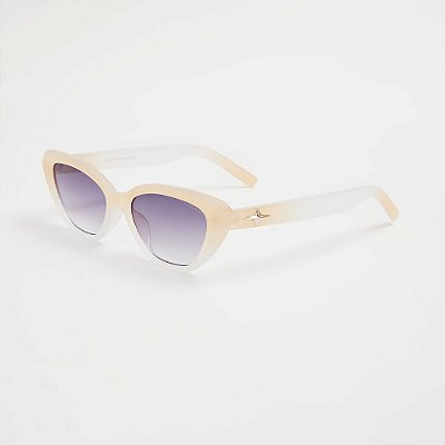 ÓCULOS DE SOL TRITON EYEWEAR RETRÔ ACETATO BEGE COM BRANCO