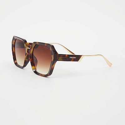 ÓCULOS DE SOL TRITON EYEWEAR HEXAGONAL ACETATO TARTARUGA