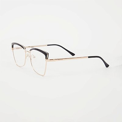 ÓCULOS DE GRAU TRITON EYEWEAR GATINHO METAL PRETO COM DOURADO