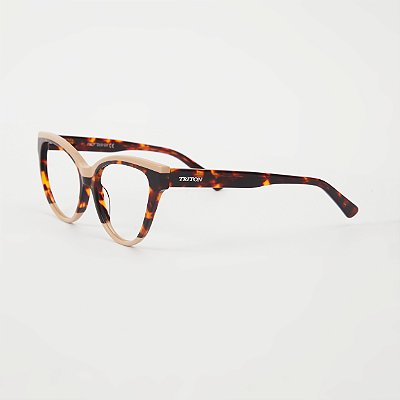 ÓCULOS DE GRAU TRITON EYEWEAR GATINHO ACETATO MARROM TARTARUGA COM BEGE