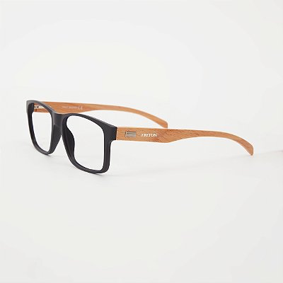 ÓCULOS DE GRAU TRITON EYEWEAR RETANGULAR ACETATO PRETO