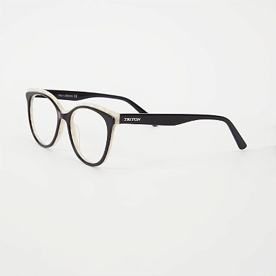 ÓCULOS DE GRAU TRITON EYEWEAR GATINHO ACETATO PRETO