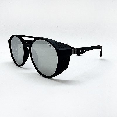 ÓCULOS DE SOL TRITON EYEWEAR REDONDO ACETATO PRETO