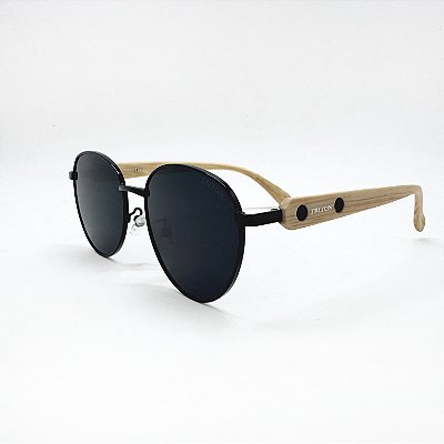 ÓCULOS DE SOL TRITON EYEWEAR REDONDO METAL PRETO