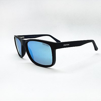 ÓCULOS DE SOL TRITON EYEWEAR POLARIZADO QUADRADO ACETATO PRETO