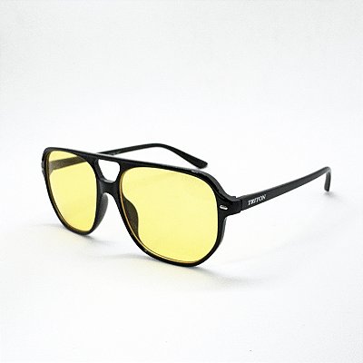 ÓCULOS DE SOL TRITON EYEWEAR AVIADOR ACETATO PRETO