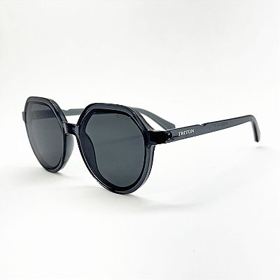 ÓCULOS DE SOL TRITON EYEWEAR REDONDO ACETATO CINZA