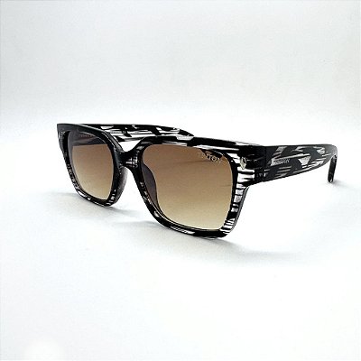 ÓCULOS DE SOL TRITON EYEWEAR QUADRADO ACETATO PRETO RAJADO