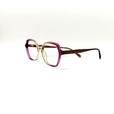 ÓCULOS DE GRAU TRITON EYEWEAR QUADRADO ACETATO BEGE E ROSA