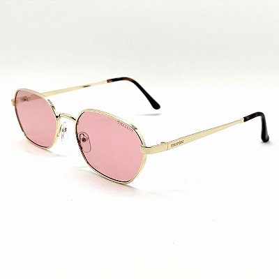 ÓCULOS DE SOL TRITON EYEWEAR OVAL METAL DOURADO