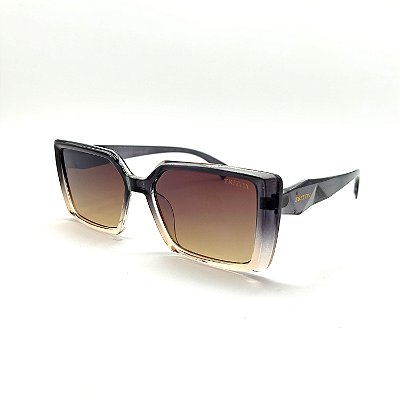 ÓCULOS DE SOL TRITON EYEWEAR QUADRADO ACETATO CINZA E BEGE