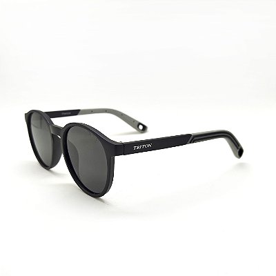 ÓCULOS DE SOL TRITON EYEWEAR POLARIZADO REDONDO ACETATO PRETO
