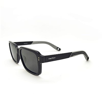 ÓCULOS DE SOL TRITON EYEWEAR POLARIZADO QUADRADO ACETATO PRETO