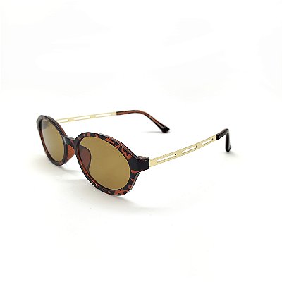 ÓCULOS DE SOL TRITON EYEWEAR OVAL ACETATO MARROM TARTARUGA