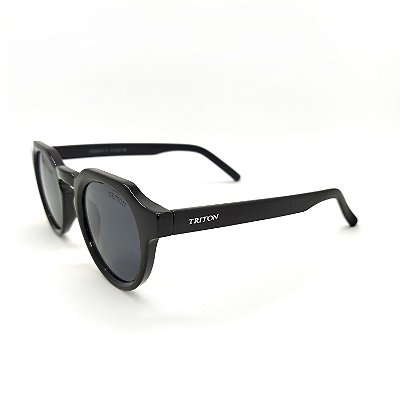 ÓCULOS DE SOL TRITON EYEWEAR REDONDO ACETATO PRETO