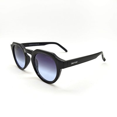 ÓCULOS DE SOL TRITON EYEWEAR REDONDO ACETATO PRETO