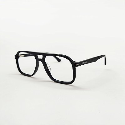 ÓCULOS DE GRAU TRITON EYEWEAR AVIADOR ACETATO PRETO